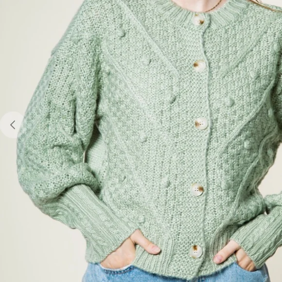 Very J Sage Cozy Medium Chuncky Knit Cardigan - Picture 5 of 6